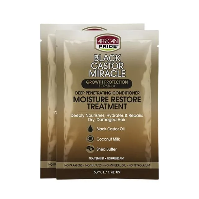 African Pride Blk Castor Miracle Deep Cond. Sachet 2Oz/56g