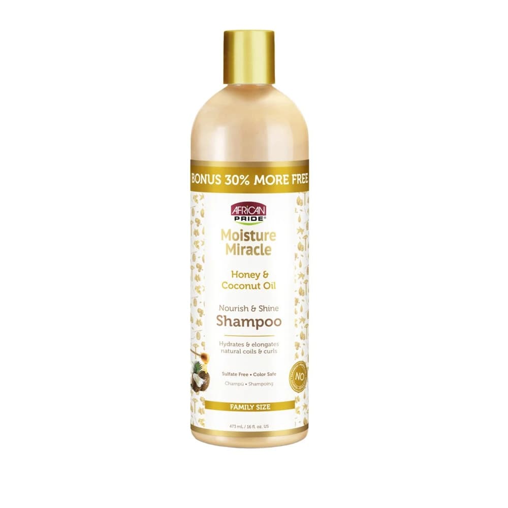 African Pride Moist Miracle Honey Coconut Oil Shampoo 16Oz/473ml