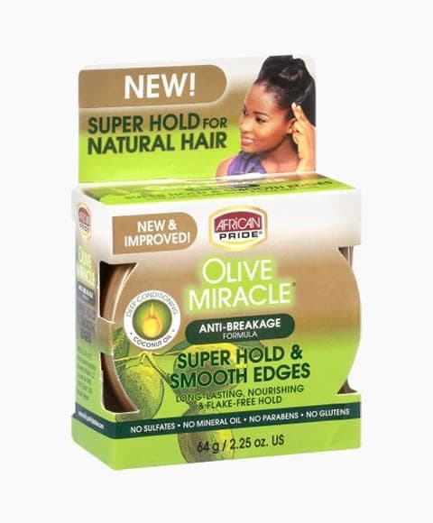 African Pride Olive Miracle Super Hold Silky Smooth Edges 64G/2.25oz